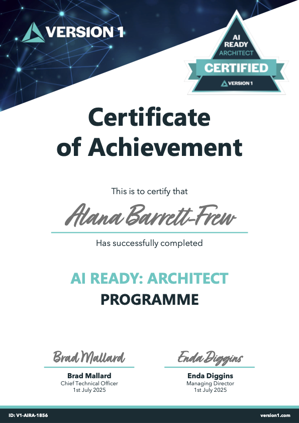 AI Ready: Architect Programme certificate preview
